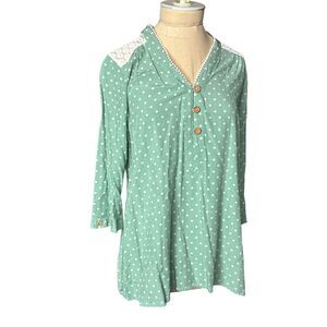 Matilda Jane Green with Gray Polka Dots Tunic Size Medium